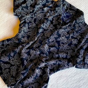 Vintage Halston Silk Blue White Floral Blouse